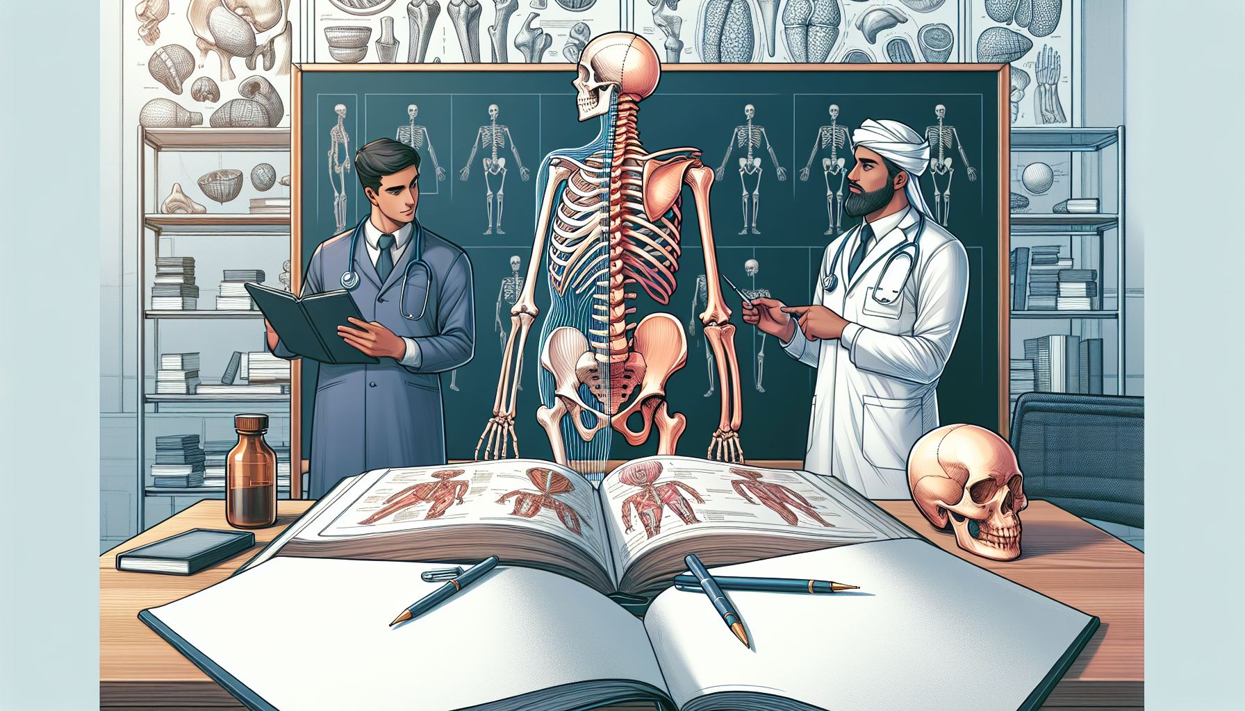 Imagem de um esqueleto humano saudável destacando ossos fortes
